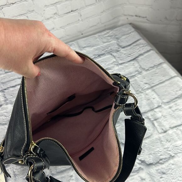 Retro Vintage Dooney & Bourke Black Leather Satchel Purse Handbag Bag Authentic - Picture 6 of 14